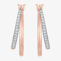 (Si2-I1,Si2-I1) Womens 1/10 CT. T.W. Lab Grown White Diamond 14K Rose Gold Over Silver 18.8mm Round Hoop Earrings