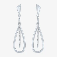 (G-H, Si2-I1) Womens 1/10 CT. T.W. Lab Grown White Diamond Sterling Silver Drop Earrings