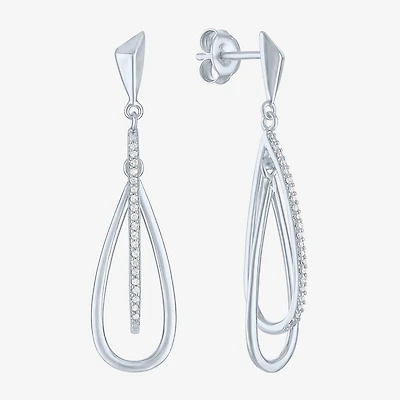 (G-H, Si2-I1) Womens 1/10 CT. T.W. Lab Grown White Diamond Sterling Silver Drop Earrings