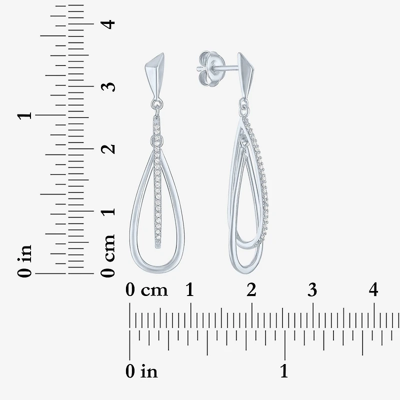 (G-H, Si2-I1) Womens 1/10 CT. T.W. Lab Grown White Diamond Sterling Silver Drop Earrings