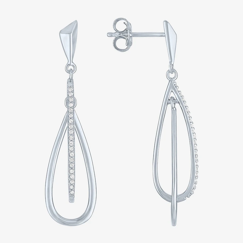 (G-H, Si2-I1) Womens 1/10 CT. T.W. Lab Grown White Diamond Sterling Silver Drop Earrings