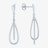 (G-H, Si2-I1) Womens 1/10 CT. T.W. Lab Grown White Diamond Sterling Silver Drop Earrings