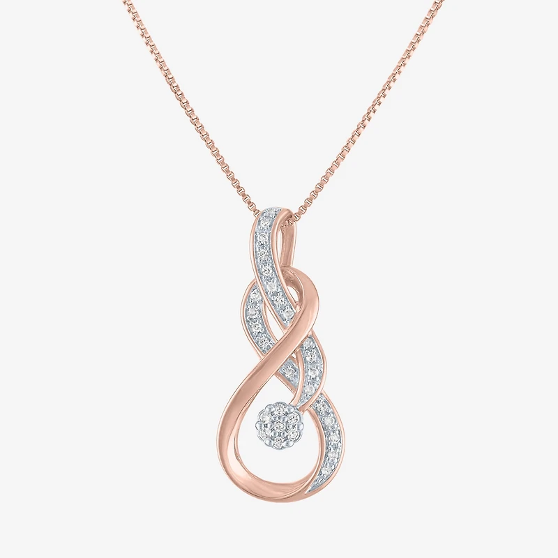 Diamond Blossom (G-H, Si2-I1) Womens 1/10 CT. T.W. Lab Grown White Diamond 14K Rose Gold Over Silver 18 Inch Pendant Necklace