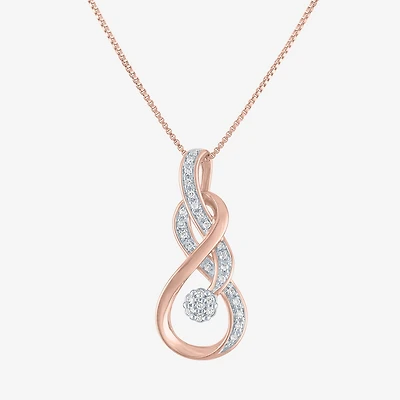 Diamond Blossom (G-H, Si2-I1) Womens 1/10 CT. T.W. Lab Grown White Diamond 14K Rose Gold Over Silver 18 Inch Pendant Necklace