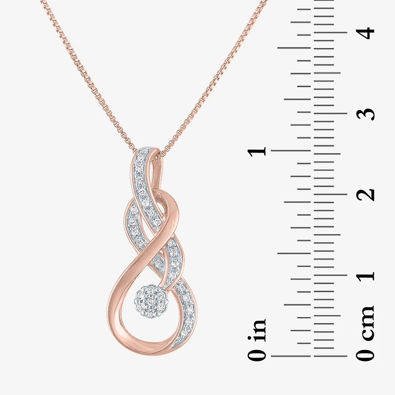 Diamond Blossom (G-H, Si2-I1) Womens 1/10 CT. T.W. Lab Grown White Diamond 14K Rose Gold Over Silver 18 Inch Pendant Necklace