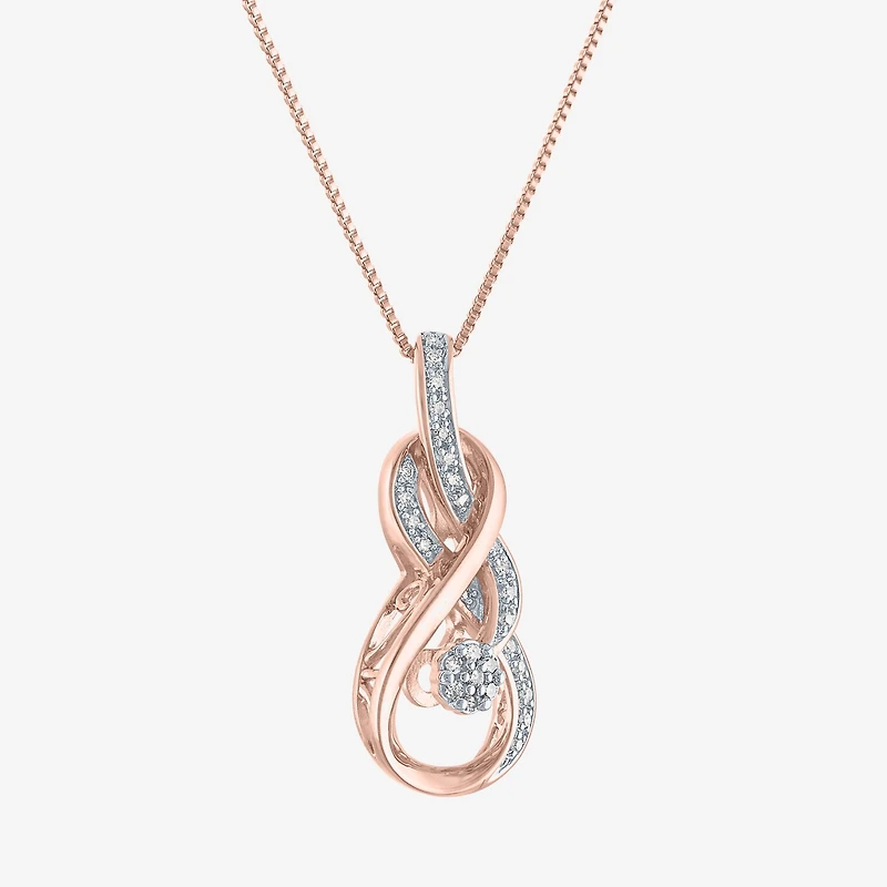 Diamond Blossom (G-H, Si2-I1) Womens 1/10 CT. T.W. Lab Grown White Diamond 14K Rose Gold Over Silver 18 Inch Pendant Necklace