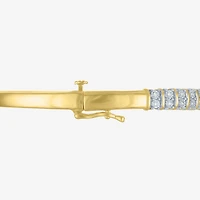 (G-H/Si2-I1) Womens 1/10 CT. T.W. Lab Grown White Diamond 14K Gold Over Silver Bangle Bracelet