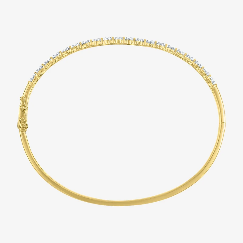(G-H/Si2-I1) Womens 1/10 CT. T.W. Lab Grown White Diamond 14K Gold Over Silver Bangle Bracelet