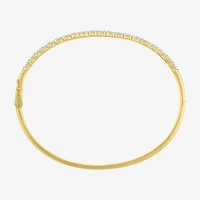 (G-H/Si2-I1) Womens 1/10 CT. T.W. Lab Grown White Diamond 14K Gold Over Silver Bangle Bracelet