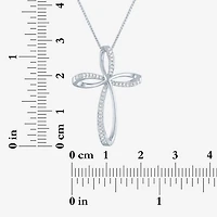 Cross (G-H, Si2-I1) Womens 1/10 CT. T.W. Lab Grown White Diamond Sterling Silver Cross 18 Inch Pendant Necklace