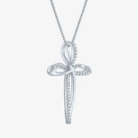 Cross (G-H, Si2-I1) Womens 1/10 CT. T.W. Lab Grown White Diamond Sterling Silver Cross 18 Inch Pendant Necklace