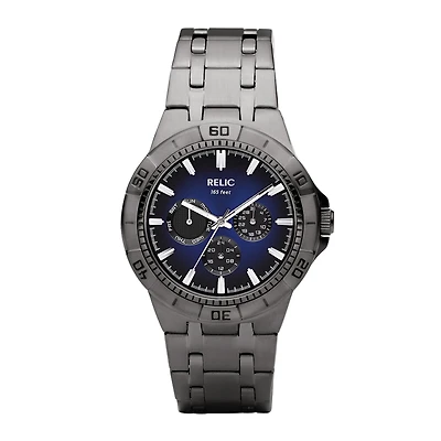 Relic By Fossil Mens Multi-Function Gray Stainless Steel Bracelet Watch Zr15533