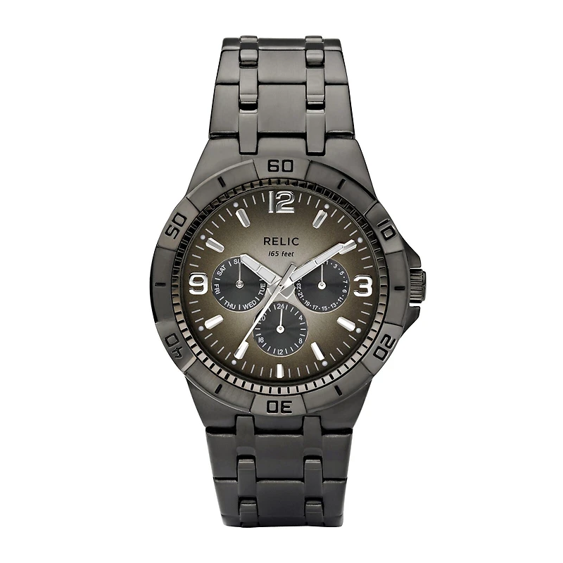 Relic By Fossil Mens Multi-Function Gray Stainless Steel Bracelet Watch Zr15546
