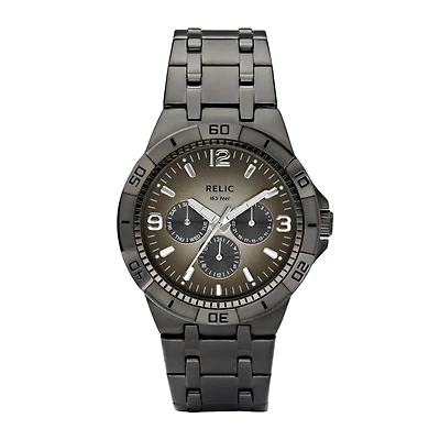 Relic By Fossil Mens Multi-Function Gray Stainless Steel Bracelet Watch Zr15546