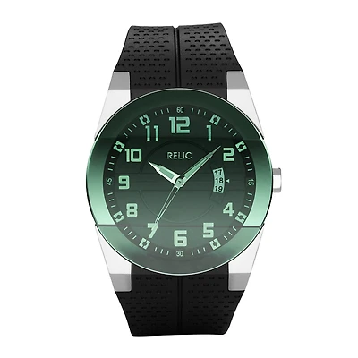 Relic® Mens Green Dial Black Strap Watch ZR11860