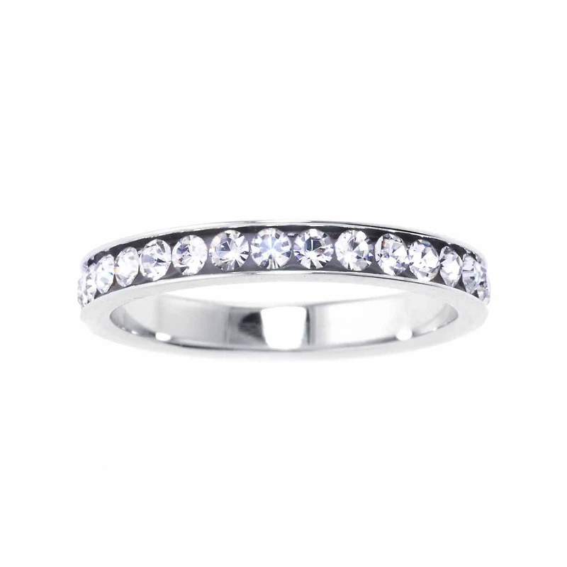 Silver Treasures Womens Crystal Sterling Band