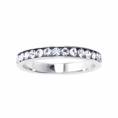 Silver Treasures Womens Crystal Sterling Band