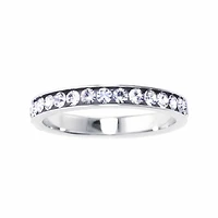 Silver Treasures Womens Crystal Sterling Band