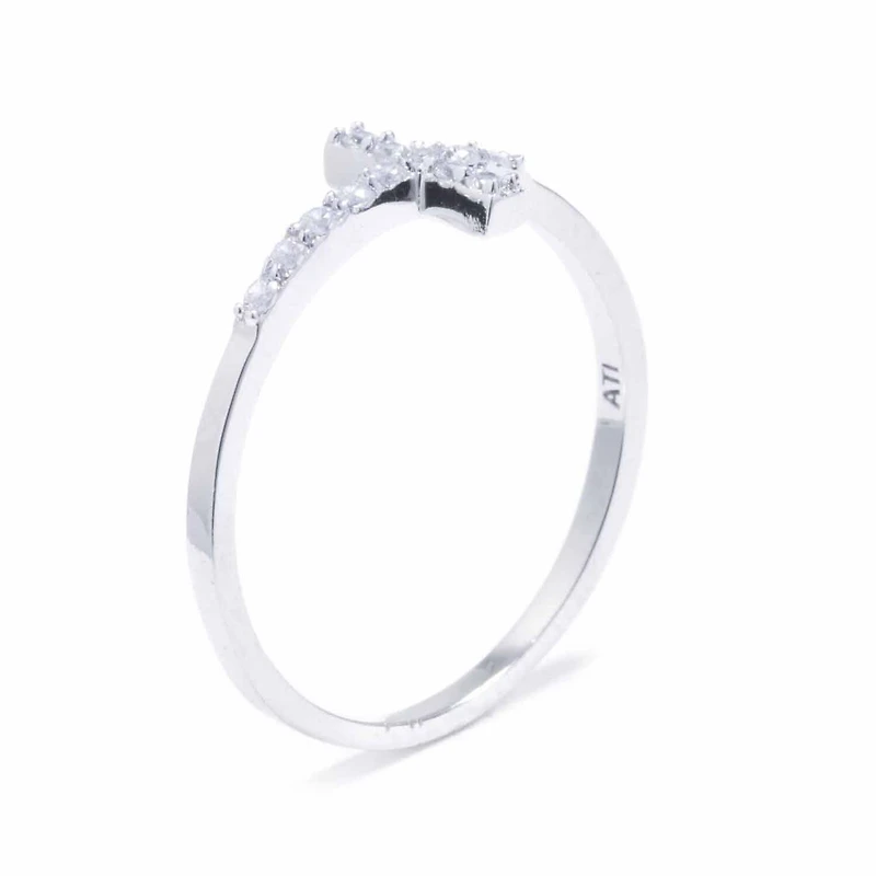 Silver Treasures Womens Sterling Cross Band