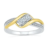 Womens 1/4 CT. T.W. Natural White Diamond 10K Gold Cocktail Ring