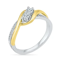 Womens 1/4 CT. T.W. Natural White Diamond 10K Gold Cocktail Ring
