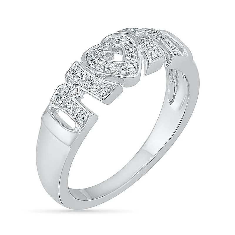 "Mom" Womens 2MM 1/10 CT. T.W. Natural White Diamond 10K Gold Band