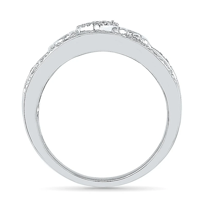 "Mom" Womens 2MM 1/5 CT. Natural White Diamond 10K Gold Heart Band