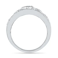 "Mom" Womens 2MM 1/5 CT. Natural White Diamond 10K Gold Heart Band