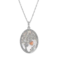 Womens Sterling Silver Mother Of Pearl Sterling Silver Pendant Necklace with 14K Gold Over Silver Heart