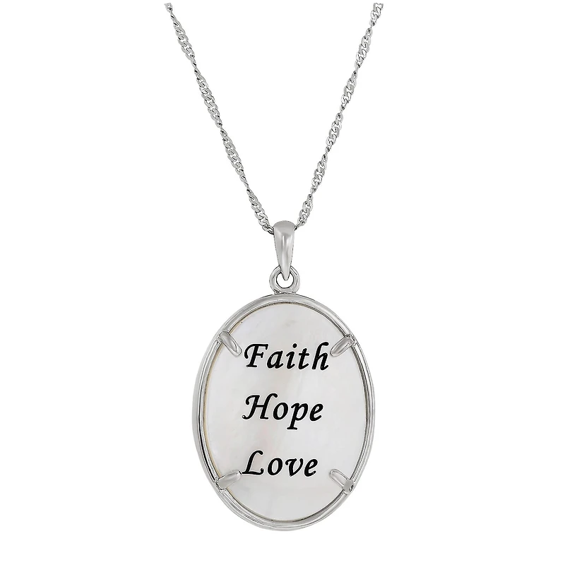 Womens Mother Of Pearl Sterling Silver Pendant Necklace with 14K Gold Over Silver Flowers