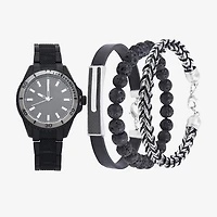 Mens Black 4-pc. Watch Boxed Set Mac7095jc