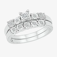 Womens Diamond-Accent Sterling Silver Bridal Set