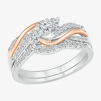 Love Lives Forever Womens 1/2 CT.T.W. Natural Diamond 10K Rose Gold Sterling Silver Bridal Set