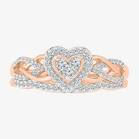 Womens 1/3 CT. T.W. Natural White Diamond 10K Gold Heart Halo Bridal Set