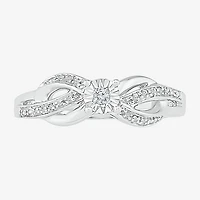 Promise My Love Womens Diamond Accent Natural White Sterling Silver Round Crossover Side Stone Ring