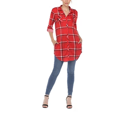 White Mark Womens Roll Tab Long Sleeve Regular Fit Button-Down Shirt
