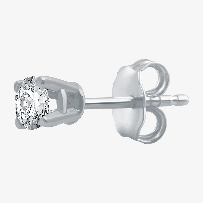 Womens 1/8 CT. Natural White Diamond 10K Gold 3.2mm Round Single Earring
