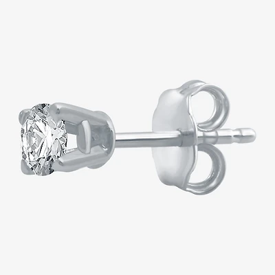 Womens 1/8 CT. Natural White Diamond 10K Gold 3.2mm Round Single Earring