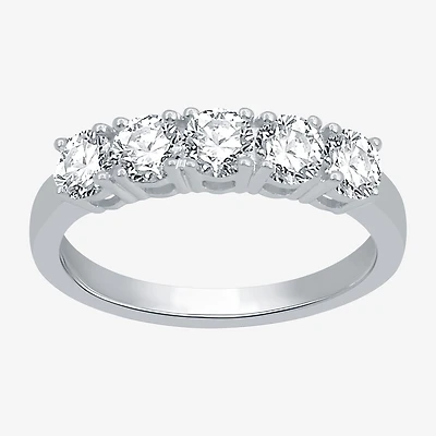 1 CT.T.W. Natural Diamond 10K White Gold 5-Stone Wedding Band