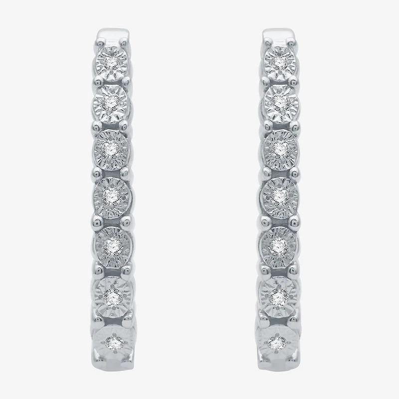YES, PLEASE! 1/10 CT.T.W. Natural Diamond Hoop and Stud Earring Set in Sterling Silver