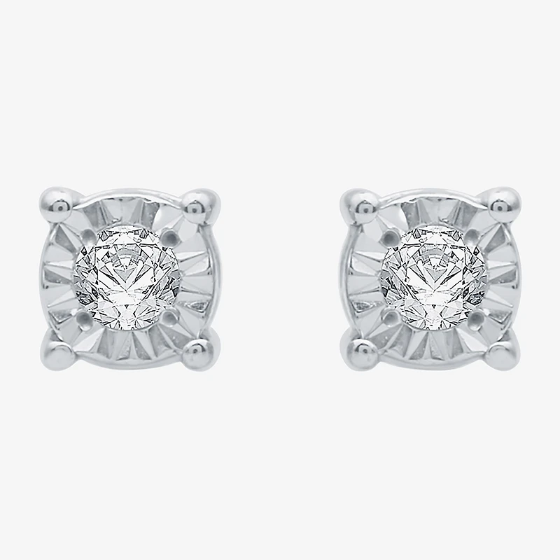 YES, PLEASE! 1/10 CT.T.W. Natural Diamond Hoop and Stud Earring Set in Sterling Silver
