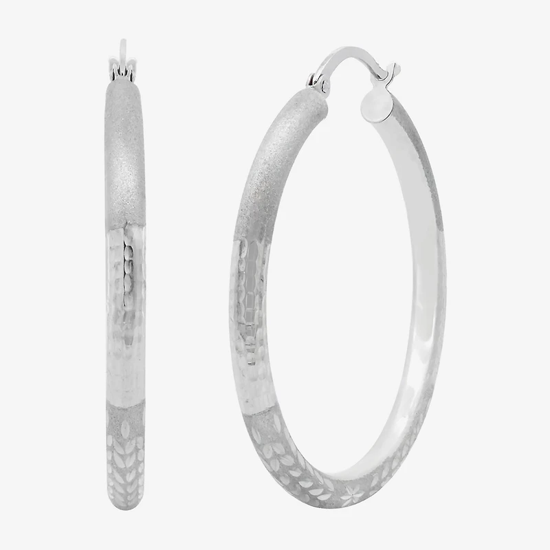 Womens 10K Gold 35mm Round Hoop Earrings