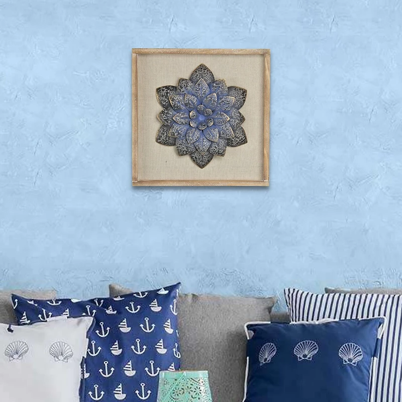 Vita Framed Elegant Flower Metal Wall Art