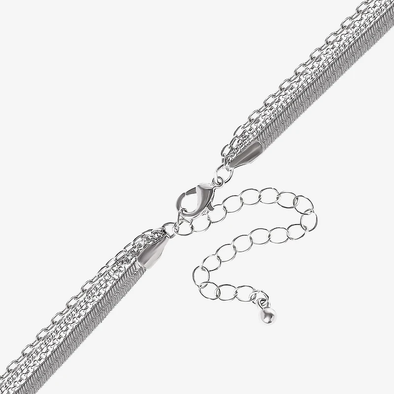 JS Jessica Simpson Silver Tone Womens Multi Color Glass 20 Inch Strand Necklace