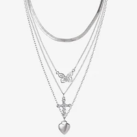 JS Jessica Simpson Silver Tone Womens Multi Color Glass 20 Inch Strand Necklace
