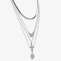 JS Jessica Simpson Silver Tone Womens Multi Color Glass 20 Inch Strand Necklace
