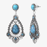 JS Jessica Simpson Silver Tone Womens Blue Drop Earrings