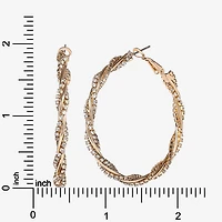 JS Jessica Simpson Gold Tone Womens Crystal 50.4mm Hoop Earrings