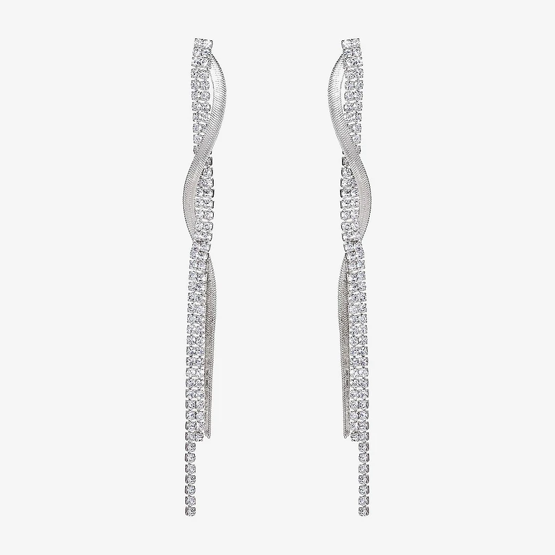 JS Jessica Simpson Silver Tone Womens Glass Drop Earrings