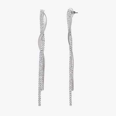 JS Jessica Simpson Silver Tone Womens Glass Drop Earrings